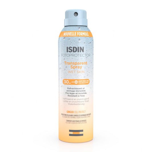 Fotoprotector ISDIN Spray Transparente Piel Húmeda SPF50+ 250 mL